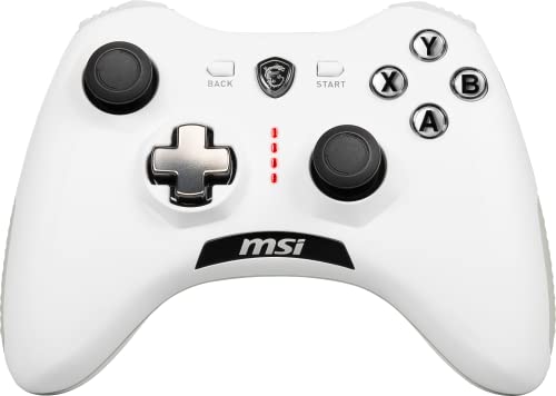 MSI Force GC20 V2 White - Mando con Cable USB, Intercambiable para PC con Windows y Smartphones Android, Blanco