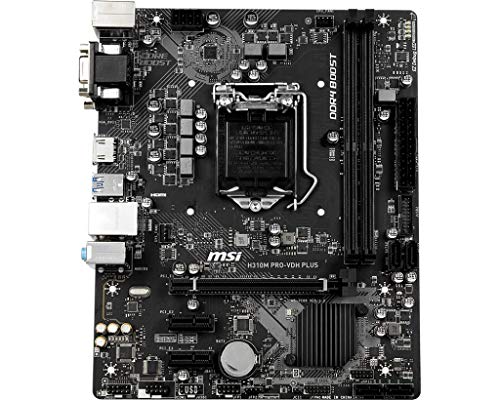 MSI H310M Pro-VDH Plus - Placa Base (Chipset Intel H310, DDR4 Boost, Realtek LAN, Audio Boost, VGA, X-Boost, soporta Intel pocesadores) Color Negro