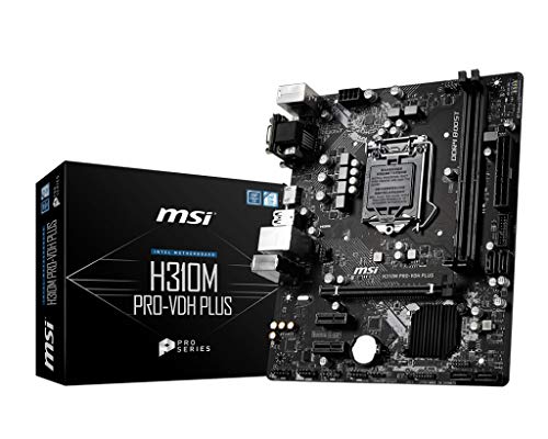 MSI H310M Pro-VDH Plus - Placa Base (Chipset Intel H310, DDR4 Boost, Realtek LAN, Audio Boost, VGA, X-Boost, soporta Intel pocesadores) Color Negro