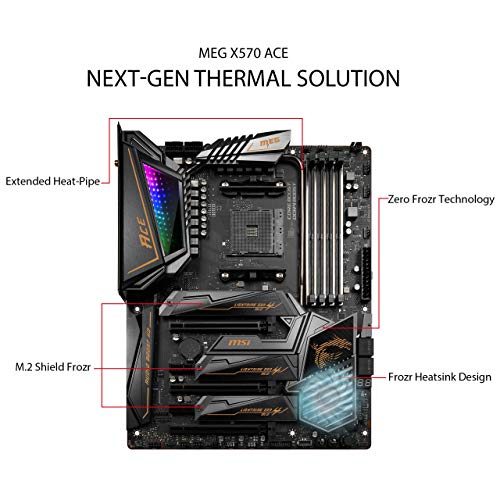 MSI MEG X570 Ace - Placa Base Enthusiast Gaming (Chipset AMD X570, DDR4, Audio Boost, Intel Lan, Socket AM4, Wi-Fi, Soporta AMD Pocesadores) Color Negro