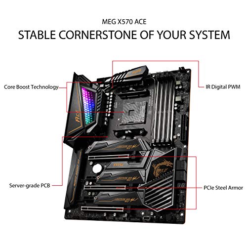 MSI MEG X570 Ace - Placa Base Enthusiast Gaming (Chipset AMD X570, DDR4, Audio Boost, Intel Lan, Socket AM4, Wi-Fi, Soporta AMD Pocesadores) Color Negro