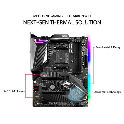 MSI MPG X570 Gaming Pro Carbon Wifi - Placa Base Performance Gaming (Chipset MPG X570, DDR4, Audio Boost, Intel Lan, Socket AM4, Wi-Fi, HDMI, Soporta AMD Pocesadores) Color Negro