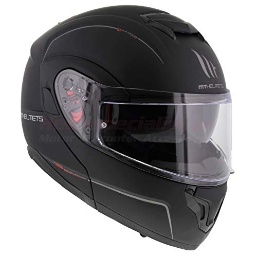 MT HELMETS 105200036 Casco para Moto, Accesorio Unisex para Adultos, Negro, L