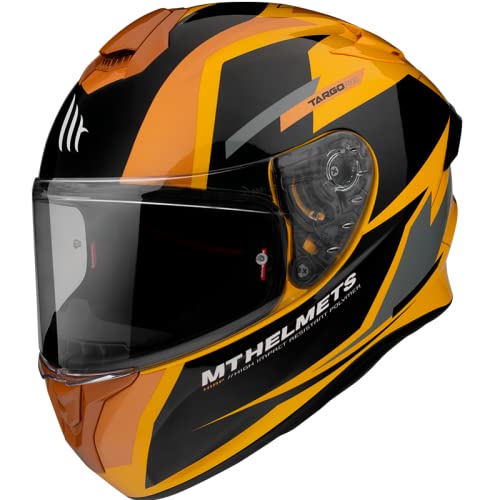 MT Helmets - Casco Integral FF106 Targo Pro Sound (D3 Negro/Amarillo, L)