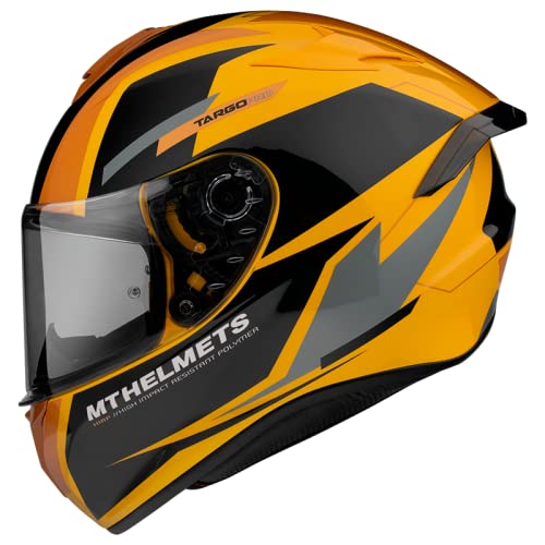 MT Helmets - Casco Integral FF106 Targo Pro Sound (D3 Negro/Amarillo, L)