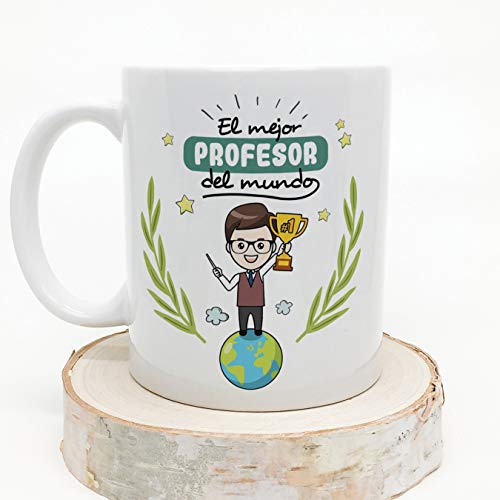 MUGFFINS Taza Profesor (Hombre)- El Mejor Profesor del Mundo - Taza de Café/Desayuno - Regalos Originales para Profesores y Maestros - Cerámica 350 ml / 11oz