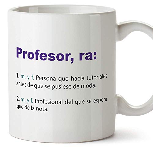 MUGFFINS Taza Profesor (hombre)- Texto /Frases y Mensajes Alegres y Divertidos /Taza Regalo de Café para Desayuno - Cerámica 350 mL