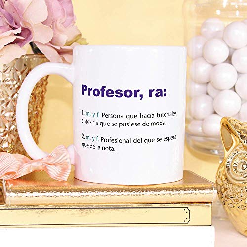 MUGFFINS Taza Profesor (hombre)- Texto /Frases y Mensajes Alegres y Divertidos /Taza Regalo de Café para Desayuno - Cerámica 350 mL