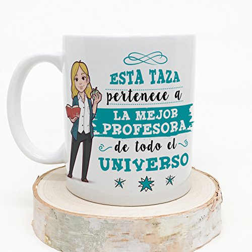 MUGFFINS Taza Profesora (Mujer) - La Mejor Profesora del Universo - Regalos Originales para Profesoras y Maestras - Cerámica 350 ml / 11oz