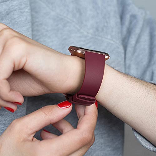 Mugust 3 Piezas Correa Compatible con Fitbit Versa/Fitbit Versa 2 Correa, Pulsera de Repuesto Clásica de Silicona para Fitbit Versa 2 / Versa/Versa Lite Correas (S, Oro Rosa/Negro/Rojo Vino)