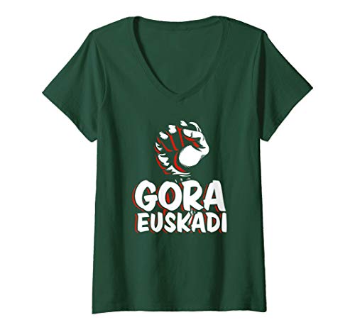 Mujer "Gora Euskadi" Pais Vasco Basque Country & Basque Pride Camiseta Cuello V