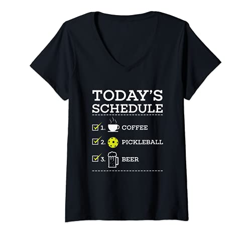 Mujer Horario de hoy Pickleball Camiseta Cuello V