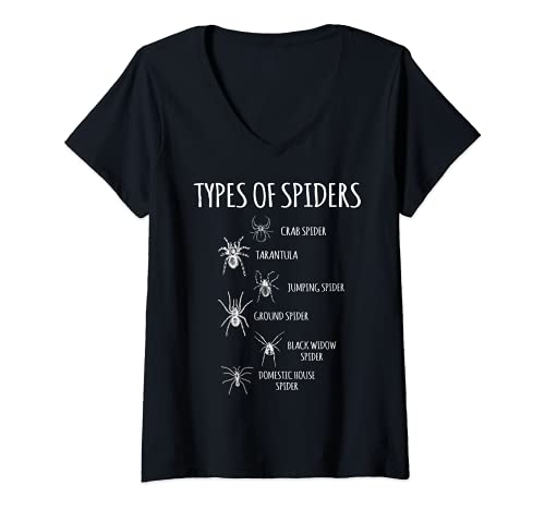 Mujer Tipos de arañas, araña, aracnología y aracnólogo Camiseta Cuello V