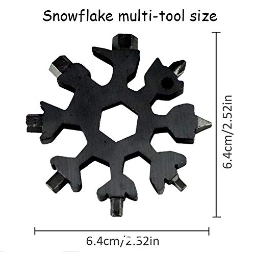 Multiherramienta de Acero Inoxidable 18 en 1,Snowflake Multi Tool,Copo de Nieve multi Herramienta Acero Inoxidable,Tarjeta de la Herramienta del Copo de Nieve. (negro)