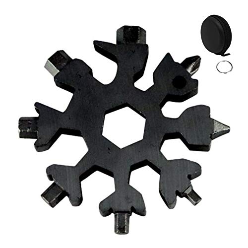 Multiherramienta de Acero Inoxidable 18 en 1,Snowflake Multi Tool,Copo de Nieve multi Herramienta Acero Inoxidable,Tarjeta de la Herramienta del Copo de Nieve. (negro)