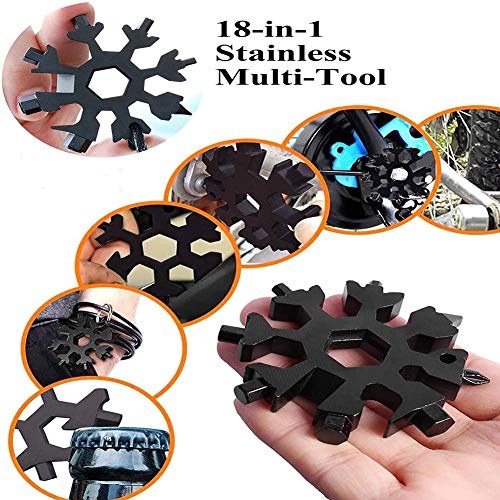 Multiherramienta de Acero Inoxidable 18 en 1,Snowflake Multi Tool,Copo de Nieve multi Herramienta Acero Inoxidable,Tarjeta de la Herramienta del Copo de Nieve. (negro)