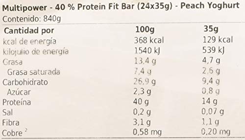 Multipower 40% Protein Fit Bar, Sabor Peach Yoghurt - 24 Barras