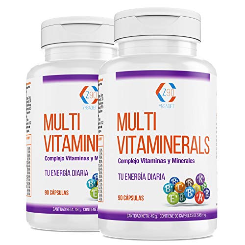 Multivitaminas y Minerales 180 Cápsulas| Complemento Alimenticio Multivitaminas | Multivitamínico para más Energía y Vitalidad| Vitamina C+ Vitaminas B2+ B3+ B5+ B6+ B12+ Hierro| Z90