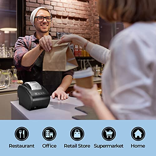 MUNBYN [Blutooth 4.0] Impresora de Ticket Térmica Bluetooth, Impresora de Recibos 80mm, Ticketera Velocidad 300mm/s ESC/POS Compatible con Android/Windows-Negro