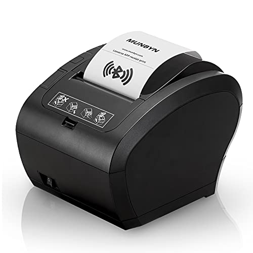 MUNBYN [Blutooth 4.0] Impresora de Ticket Térmica Bluetooth, Impresora de Recibos 80mm, Ticketera Velocidad 300mm/s ESC/POS Compatible con Android/Windows-Negro