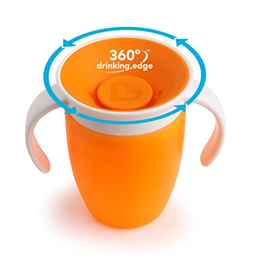 Munchkin Miracle 360° Vaso de Entrenamiento con Asas, Naranja (Orange), 207 ml