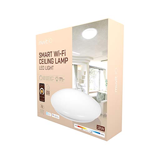 muvit iO lámpara de Techo WiFi Blanco + CCT 1400Lm,18W y 15000h Compatible con asistentes de Voz