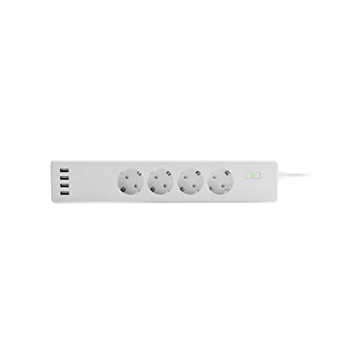 muvit iO Regleta Inteligente WiFi Blanca con 4 Tomas de Corriente y 4 Puertos USB