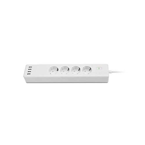 muvit iO Regleta Inteligente WiFi Blanca con 4 Tomas de Corriente y 4 Puertos USB