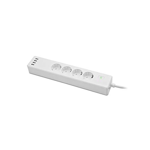 muvit iO Regleta Inteligente WiFi Blanca con 4 Tomas de Corriente y 4 Puertos USB