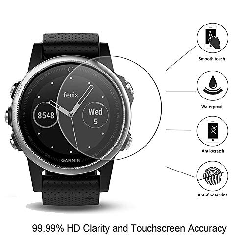 MWOOT 6 Unidades Protector Pantalla Compatible con Reloj Garmin Fenix 5X/Garmin Fenix 5X Plus/Garmin Venu, Pelicula para Proteccion de Pantalla Ultra Transparente para Smartwatch