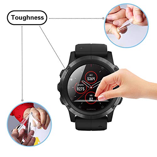 MWOOT 6 Unidades Protector Pantalla Compatible con Reloj Garmin Fenix 5X/Garmin Fenix 5X Plus/Garmin Venu, Pelicula para Proteccion de Pantalla Ultra Transparente para Smartwatch