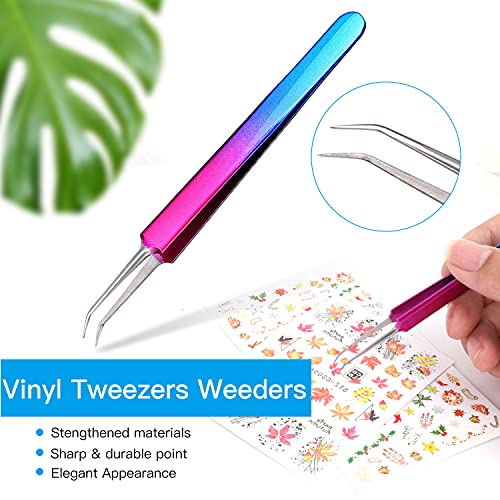 MWOOT 8 Pieces Pin Pen Weeding Tool for Easy Weeding Vinyl, Craft Vinyl Weeding Tool Kit with Air Release Pen, Vinyl Squeegee, Vinyl Tweezers Weeders for Lettering, Cutting, Splicing