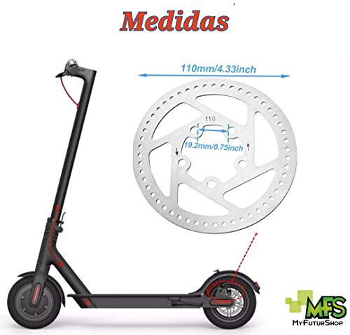 Myfuturshop® Disco de Freno para Patinete eléctrico Xiaomi M365. Accesorio de 110 mm para la Rueda Trasera del Scooter.