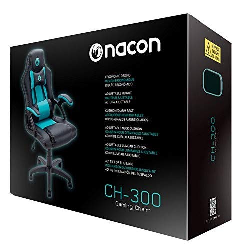 NACON PCCH-300 Silla Gaming en negro y verde con cojines lumbares y cervicales regulables