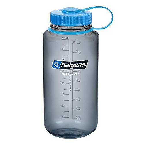 Nalgene 1413830 - Bidón con boca ancha de acampada y senderismo, Gris / Azul, 1 L