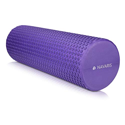 Navaris Rodillo para Pilates - Rodillo de Espuma de 45 CM para Masaje Fitness Yoga - Foam Roller para Entrenamiento Muscular Equilibrio - En Morado