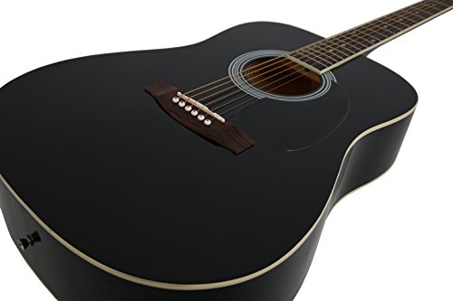 Navarra NV31 - Guitarra acústica con bolsillo, color negro
