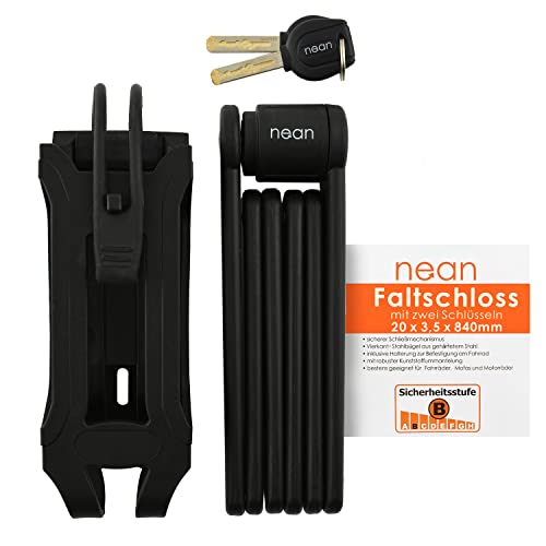 nean Candado plegable para bicicleta, 2 llaves de seguridad, 20 x 3,5 x 840 mm