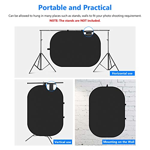 Neewer 10087547 - 150 cm x 200 cm doble cara Twist Pop Out muselina telón de fondo fondo panel con funda de transporte para fotografía Studio grabación de vídeo (negro/blanco)