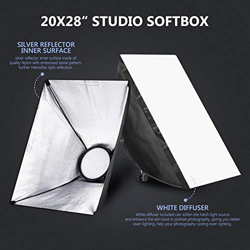 Neewer 3-Pack Iluminación LED Softbox 2,4G Kit con Filtro Color Softbox de 51x71cm Cabezal Luz LED Regulable 3200-5600K 48W con Control Remoto 2,4G Soporte de Luz Brazo Articulado Bolsa para Grabación