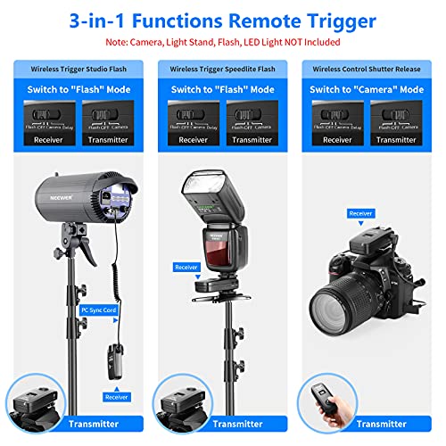 Neewer FC-16 Multi-Canal 2.4 GHz 3-IN-1 - Disparador Flash Inalámbrico/ Flash Estudio con Obturador Remoto para D7100 D7000 D5100 D5000 D3200 D3100 D600 D90 D800E D800 D700 D300S D300 D200 D4 D3S D3X D2Xs