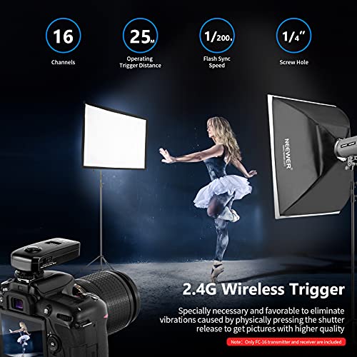 Neewer FC-16 Multi-Canal 2.4 GHz 3-IN-1 - Disparador Flash Inalámbrico/ Flash Estudio con Obturador Remoto para D7100 D7000 D5100 D5000 D3200 D3100 D600 D90 D800E D800 D700 D300S D300 D200 D4 D3S D3X D2Xs