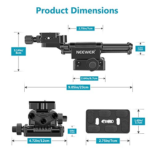 Neewer Pro 4 Vías Control Deslizante de Enfoque Macro con Placa de Zapata Rápida de 1/4 Pulgada para Canon Nikon Pentax Olympus Sony y Otras Cámaras Videocámaras DSLR Ideal para Fotografía