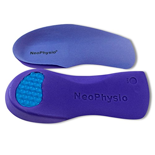 NeoPhysio Slim Line - Plantillas ortopédicas (3/4, gran soporte para arco con almohadilla para talón acolchada, tamaño grande)