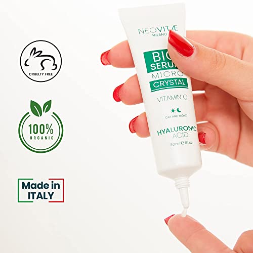 Neovitae - Suero Facial Bio 100% Puro Ácido Hialurónico con Vitamina C - Orgánico, Alta Concentración - Crema antiarrugas de efecto inmediato para Rostro, Cuello y Contorno de Ojos - 30ml