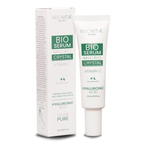 Neovitae - Suero Facial Bio 100% Puro Ácido Hialurónico con Vitamina C - Orgánico, Alta Concentración - Crema antiarrugas de efecto inmediato para Rostro, Cuello y Contorno de Ojos - 30ml