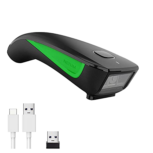 NETUM C740 Escáner de códigos de barras inalámbrico compatible con Bluetooth, escáner de bolsillo USB 1D para inventario para tabletas, iPhone, iPad, Android, iOS, PC y POS