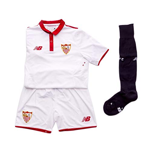 New Balance Sevilla FC Primera Equipación 2016-2017 Niño, Conjunto, Blanco-Rojo, Talla SB