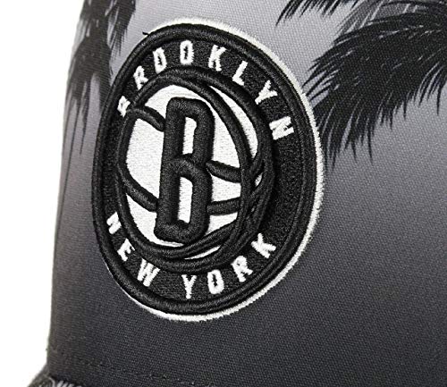 New Era Brooklyn Nets Frame Adjustable Trucker Cap NBA Palm Tree Grey/Black - One-Size