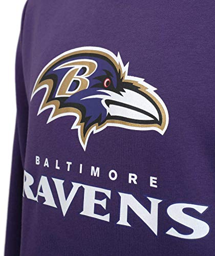 New Era - NFL Baltimore Ravens Team Logo y Nombre Sudadera con Capucha Hoodie - Carolina Azul Color Lila, Tamaño XL